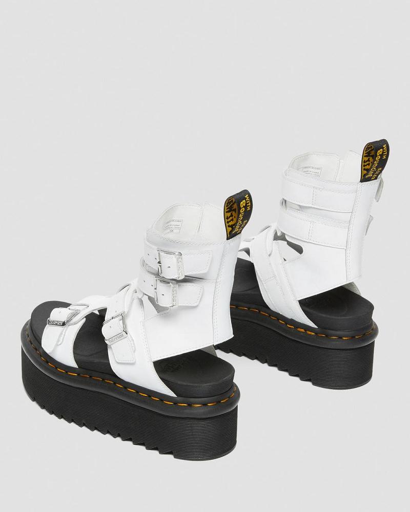 White Women's Dr Martens Giavanna Leather Platform Gladiator Sandals | CA 297WNB